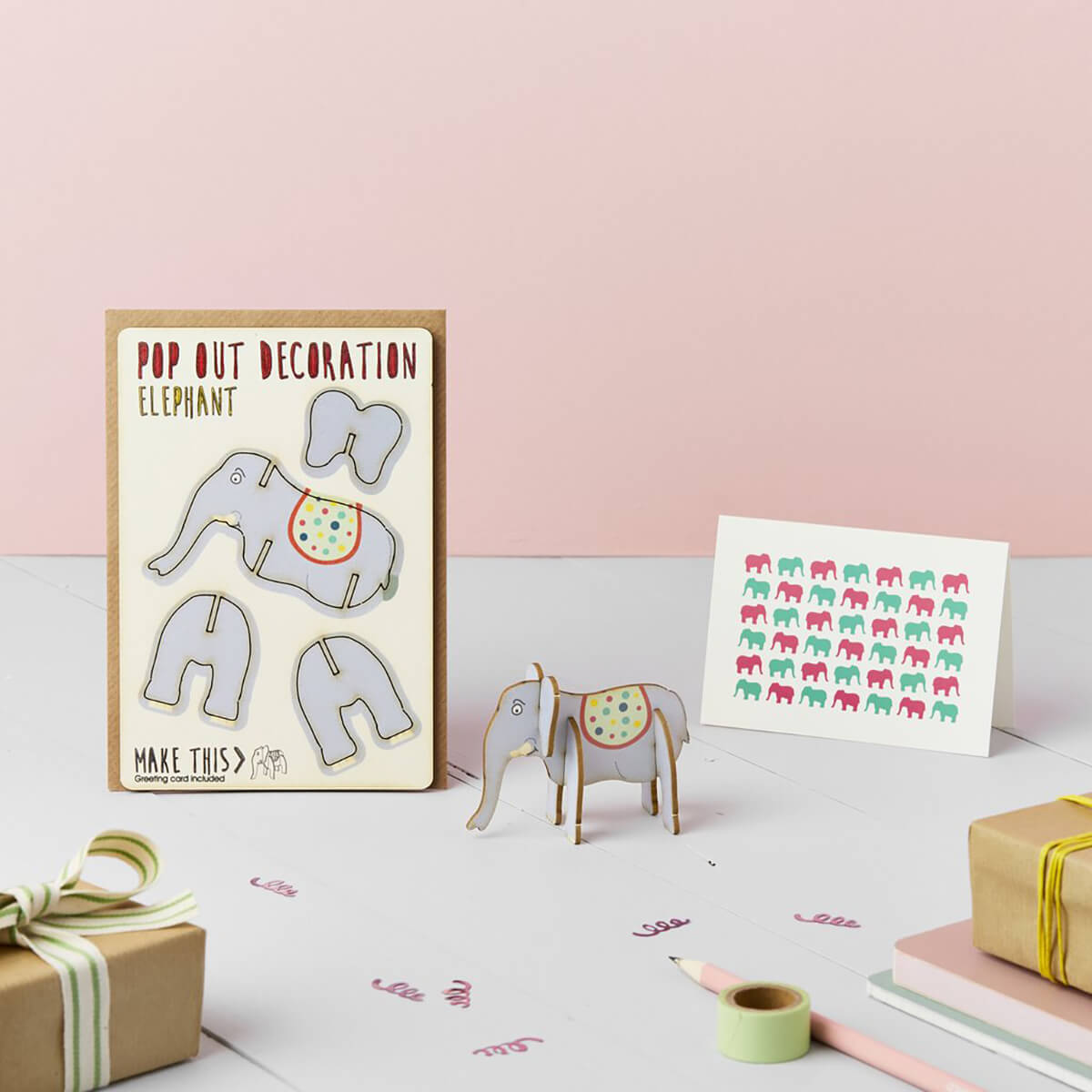 Elephant Pop Out Decoration And Greetings Card by The Pop Out Card Company