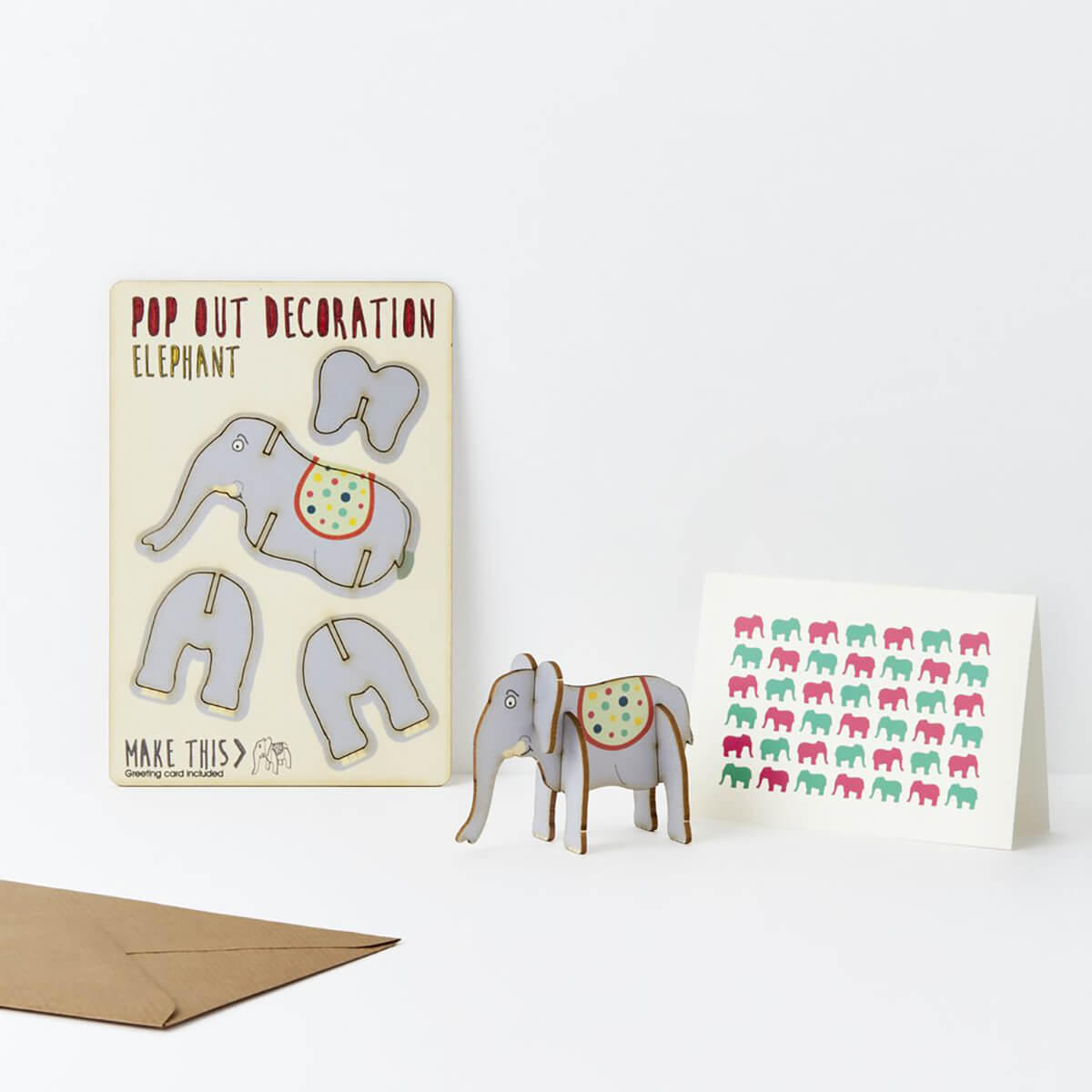 Elephant Pop Out Decoration And Greetings Card by The Pop Out Card Company