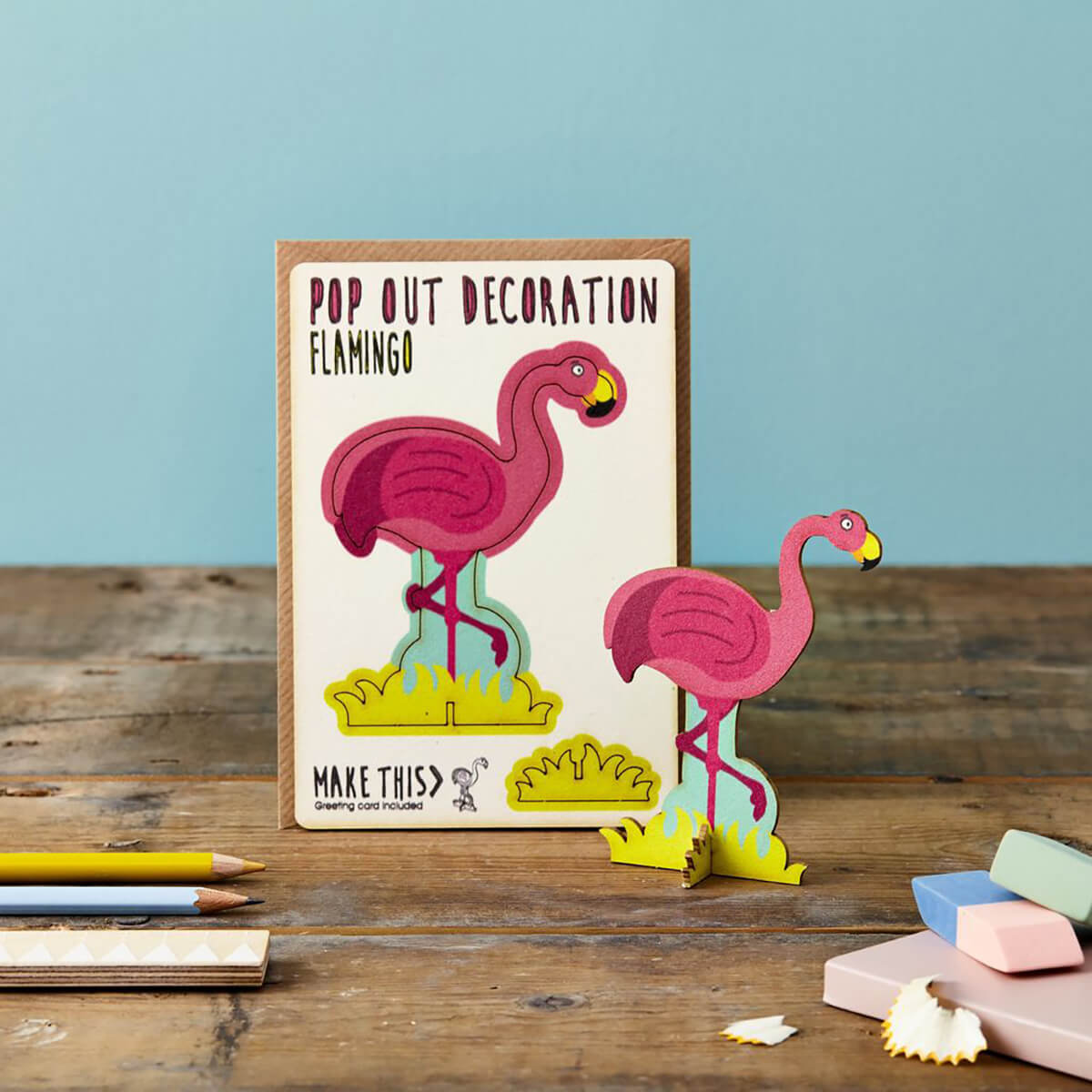 Flamingo Pop Out Decoration And Greetings Card by The Pop Out Card Company