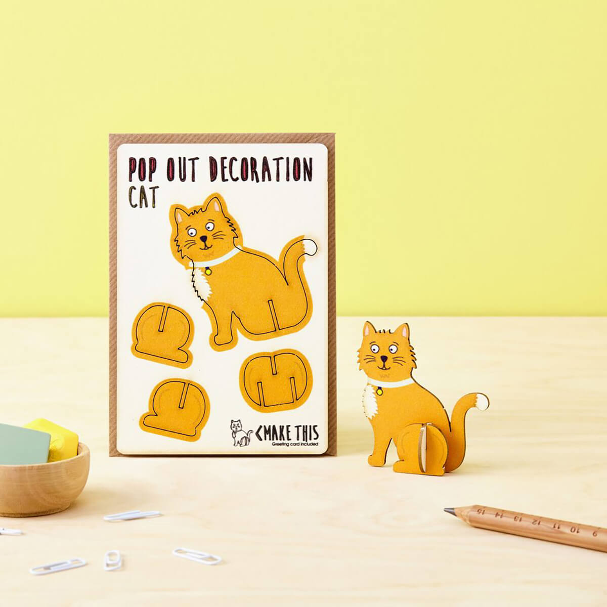 Ginger Cat Pop Out Decoration And Greetings Card by The Pop Out Card Company