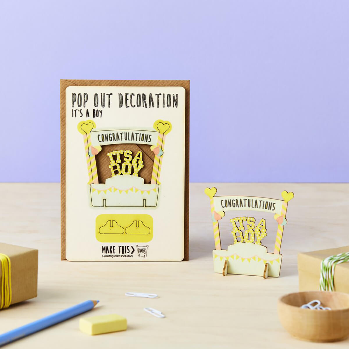 It's A Boy Pop Out Decoration And Greetings Card by The Pop Out Card Company