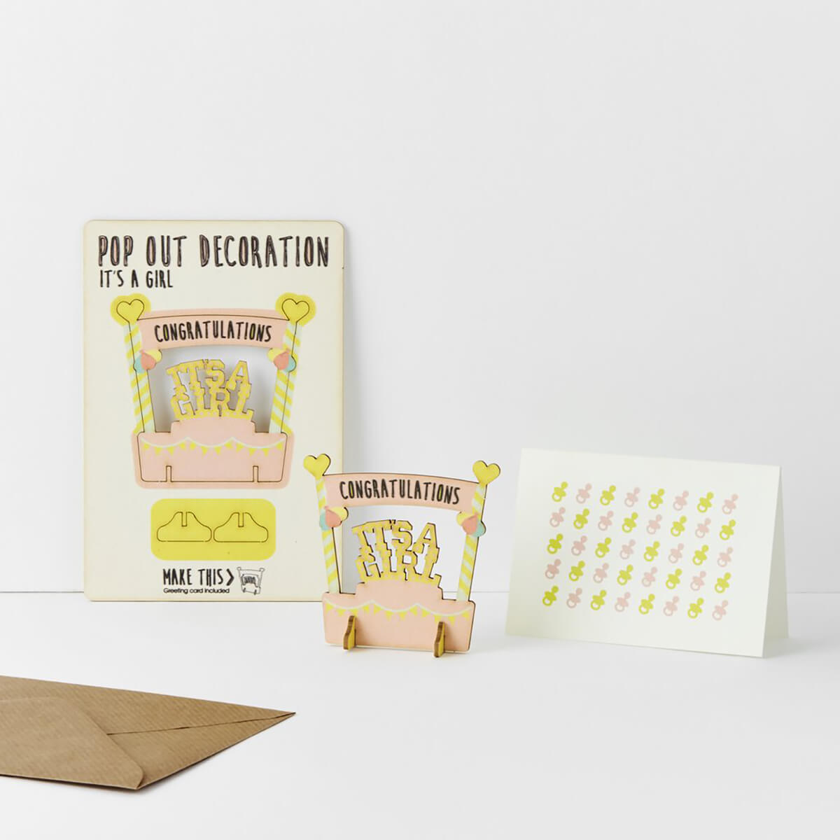 It's A Girl Pop Out Decoration And Greetings Card by The Pop Out Card Company