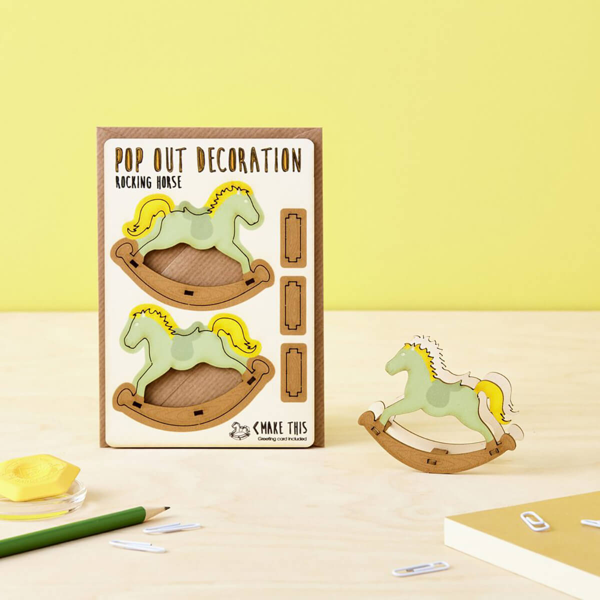 Rocking Horse New Baby Pop Out Decoration And Greetings Card by The Pop Out Card Company