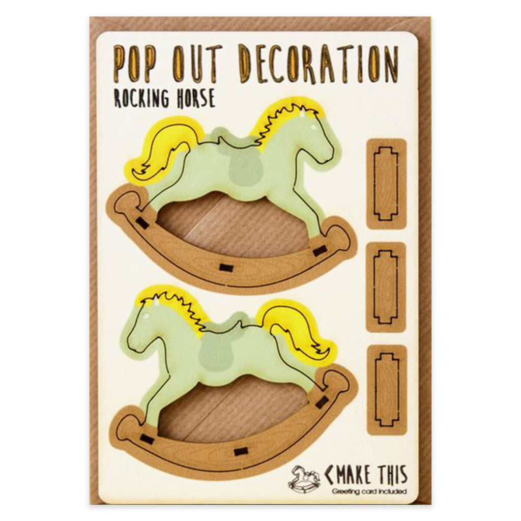 Rocking Horse New Baby Pop Out Decoration And Greetings Card by The Pop Out Card Company