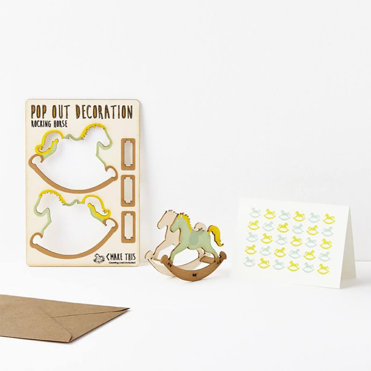 Rocking Horse New Baby Pop Out Decoration And Greetings Card by The Pop Out Card Company