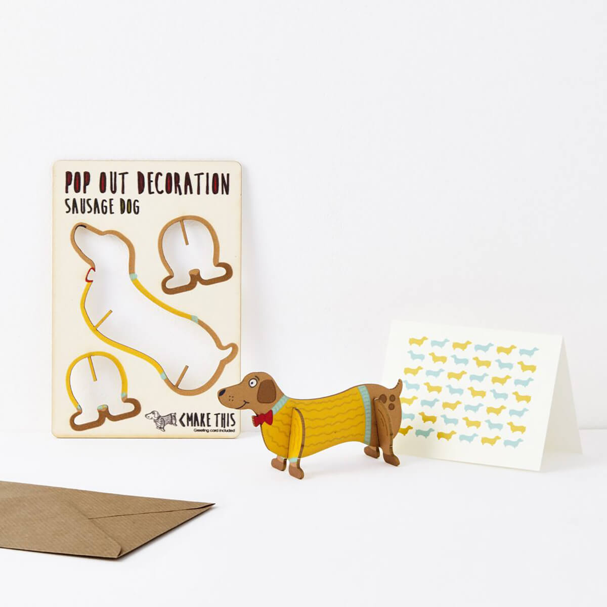 Sausage Dog Pop Out Decoration And Greetings Card by The Pop Out Card Company