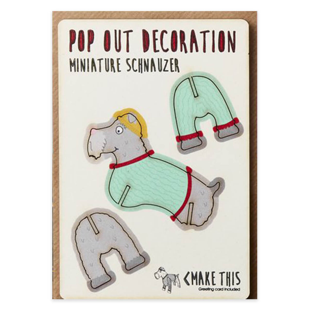 Schnauzer Dog Pop Out Decoration And Greetings Card by The Pop Out Card Company