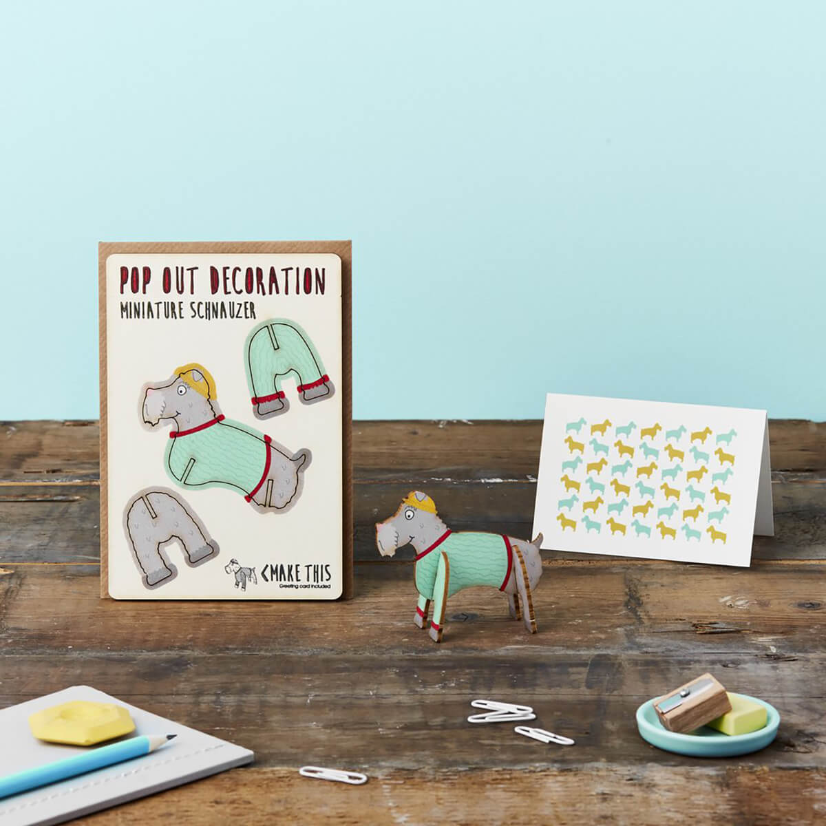 Schnauzer Dog Pop Out Decoration And Greetings Card by The Pop Out Card Company