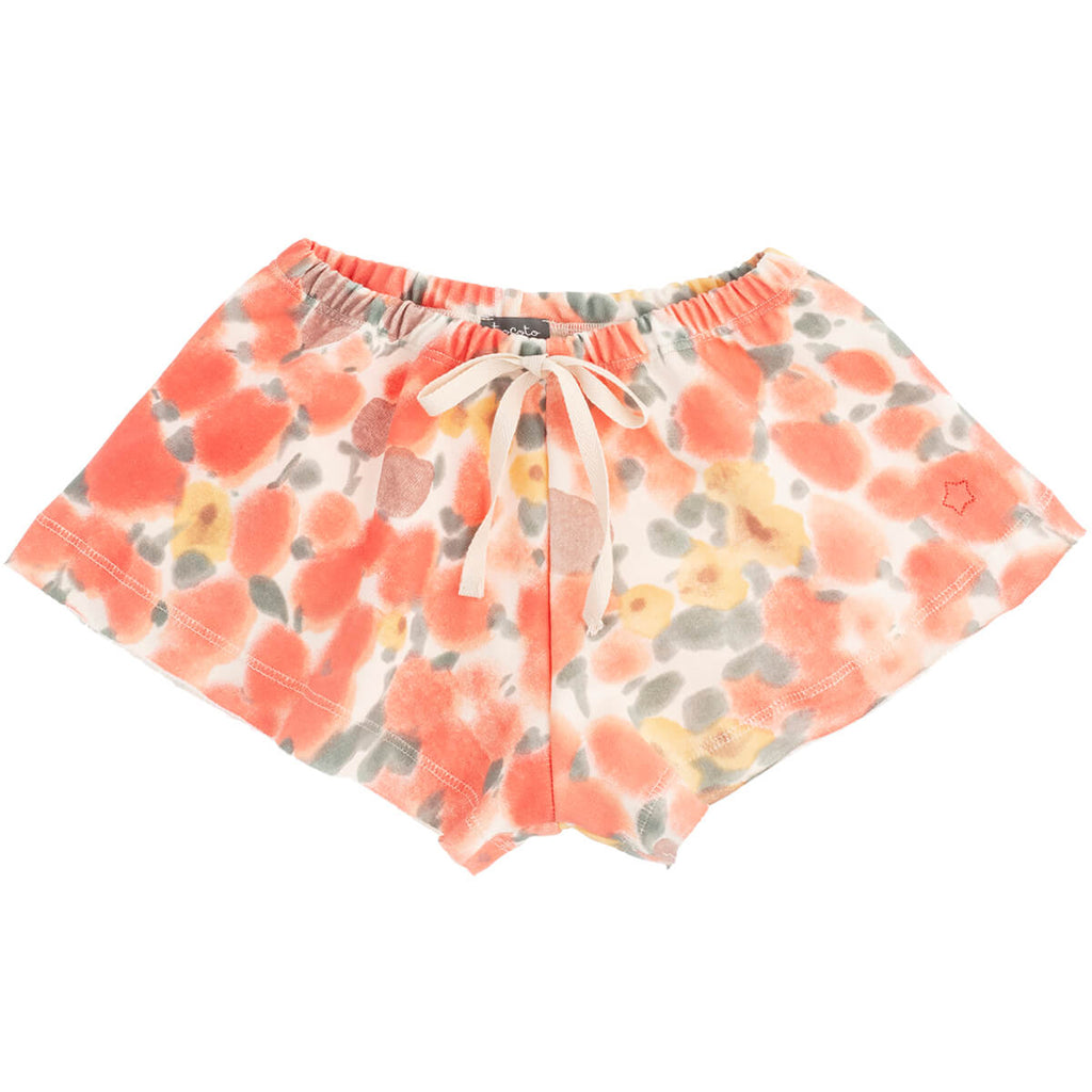 Flower Printed Organic Cotton Shorts in Pink by Tocoto Vintage