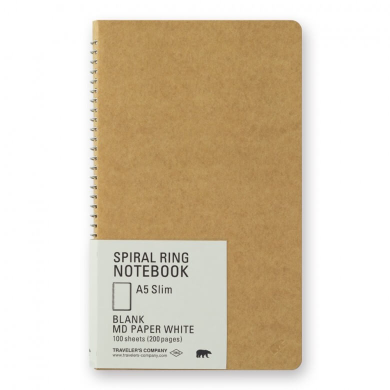 MD White Spiral Ring Notebook A5 Slim by Traveler's Company