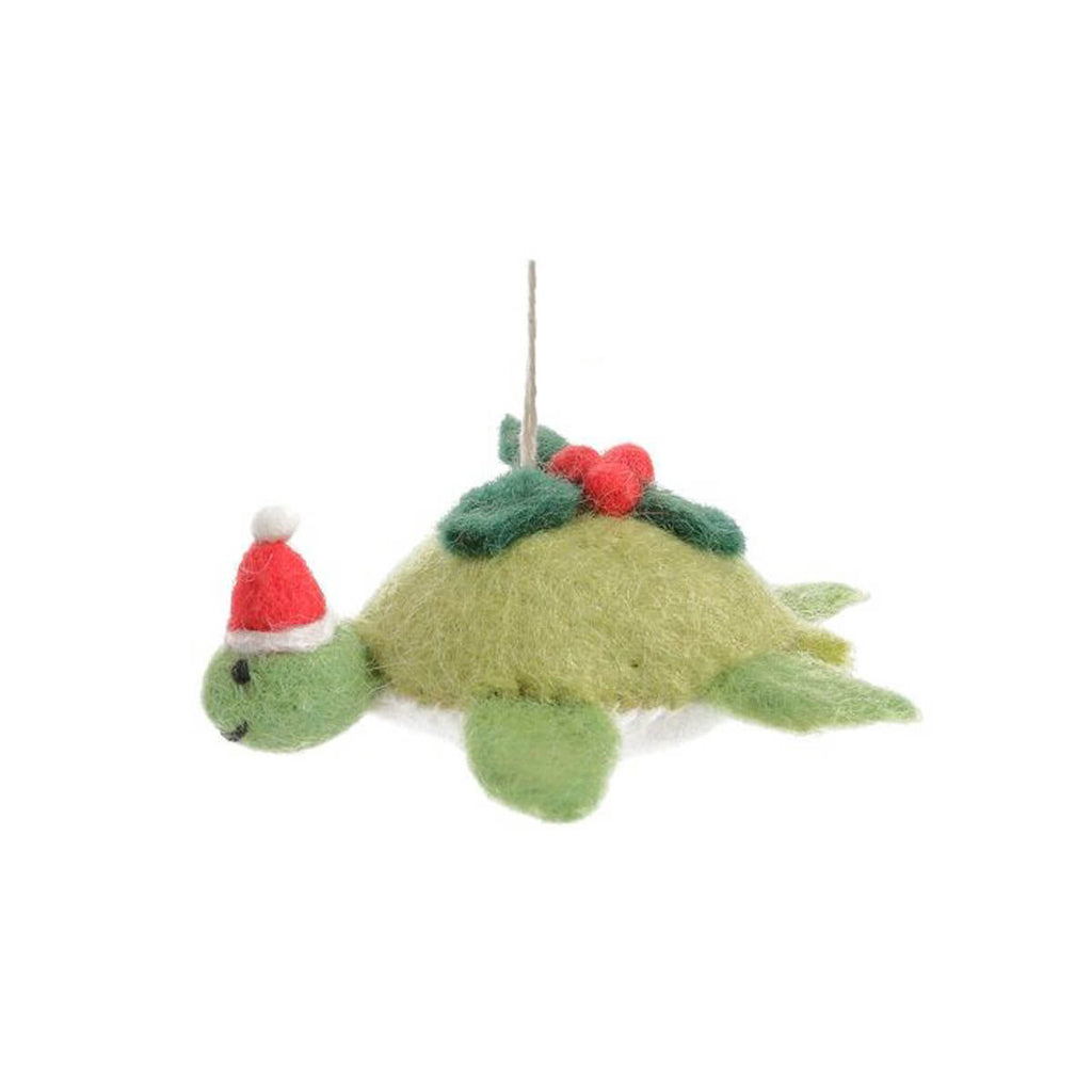 Turtle With Holly Sprig Hanging Tree Decoration by Amica