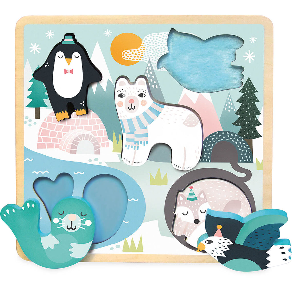 Michelle Carlslund Ice Animals Touch And Feel Relief Puzzle by Vilac