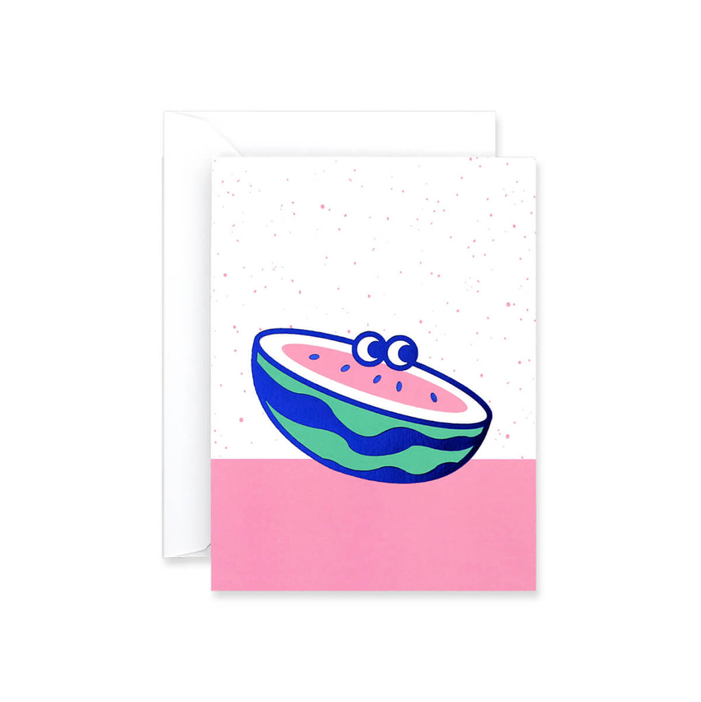 Watermelon Foil Blocked Mini Greetings Card by Rachel Peck for Wrap