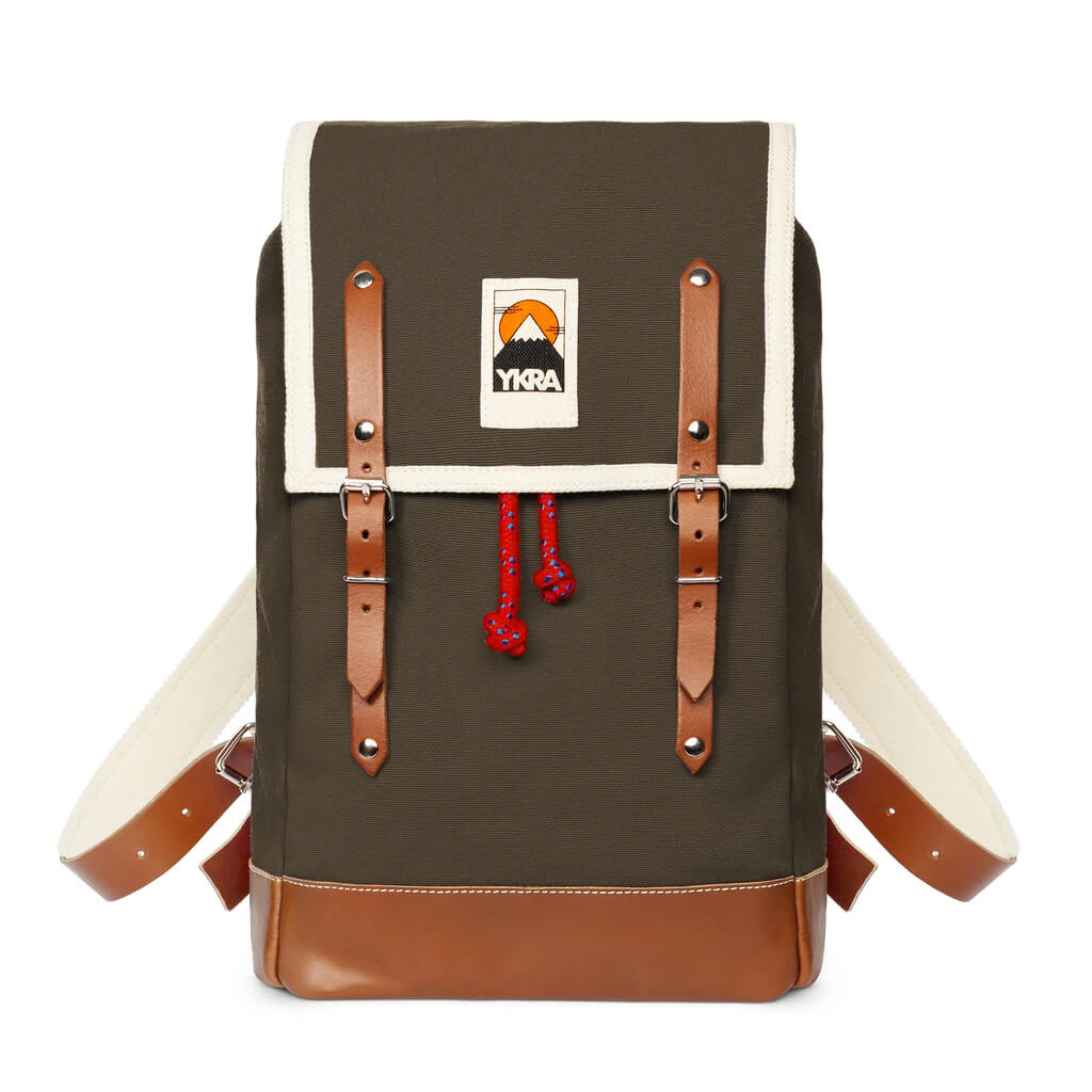 Matra Mini Leather Backpack in Khaki by YKRA