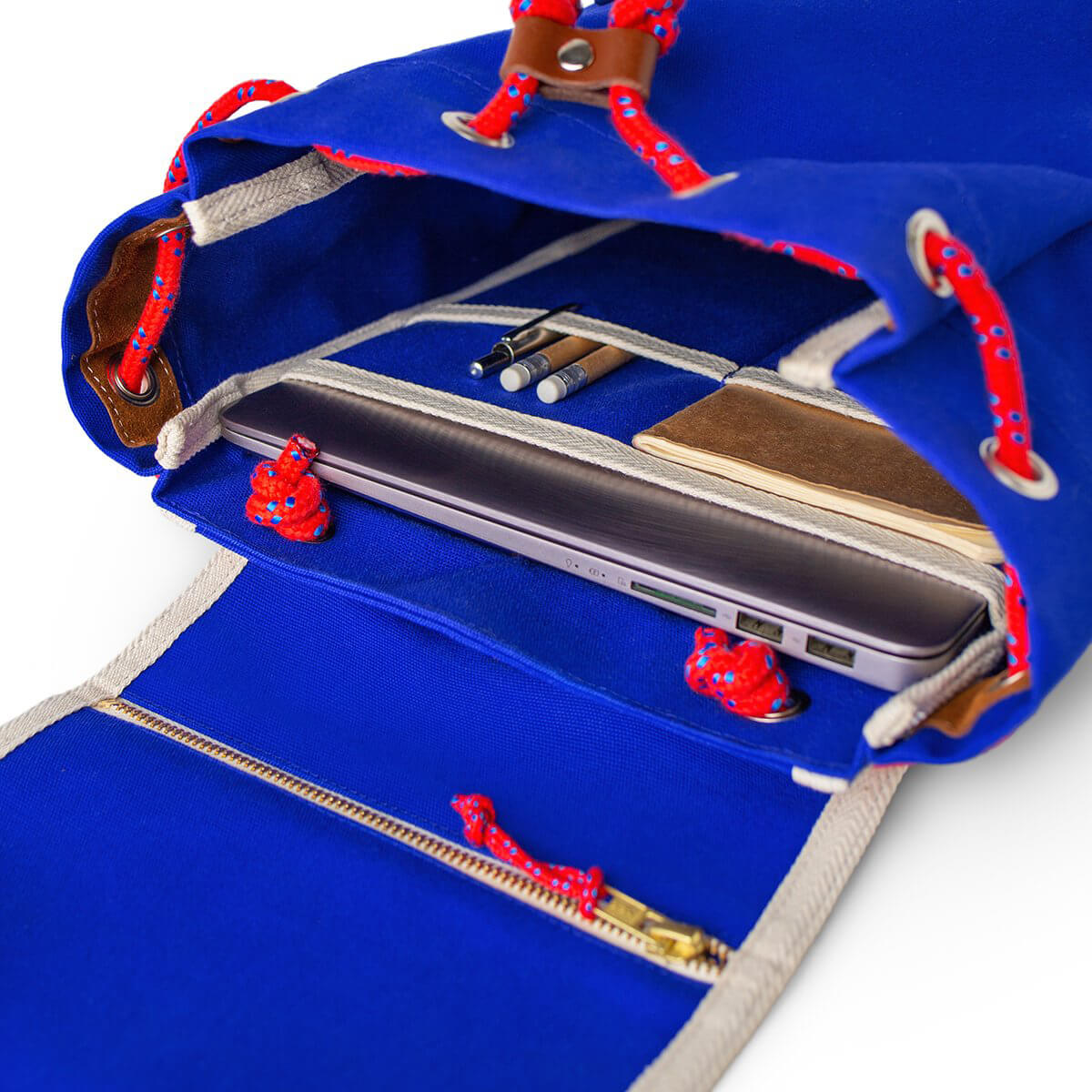 Matra Mini Leather Backpack in Blue by YKRA