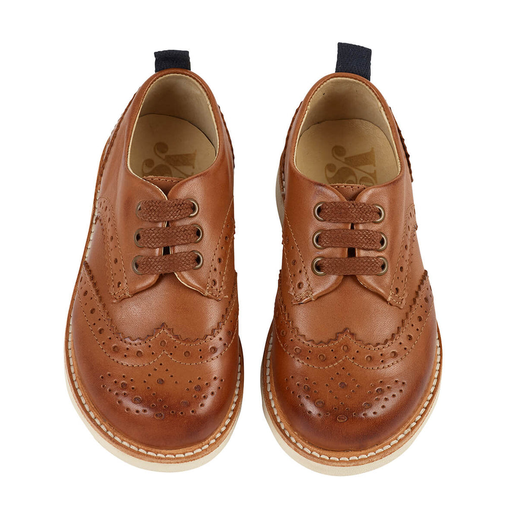 Brando Brogue Shoe in Burnished Tan Leather by Young Soles