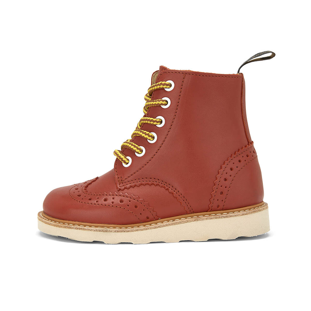 Sidney Brogue Boots in Brick Leather by Young Soles