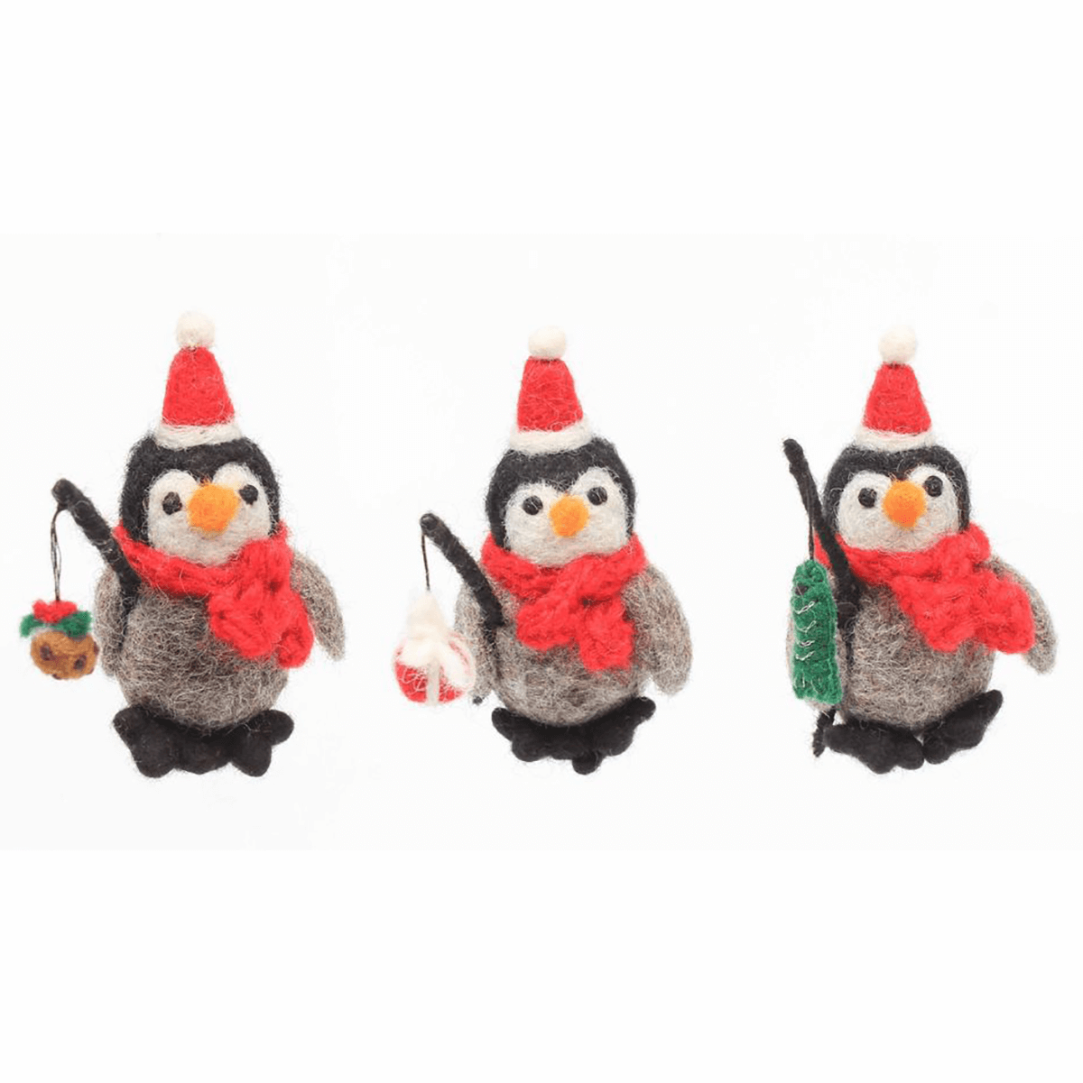 Penguin Fishing Trio Hanging Christmas Decoration by Amica