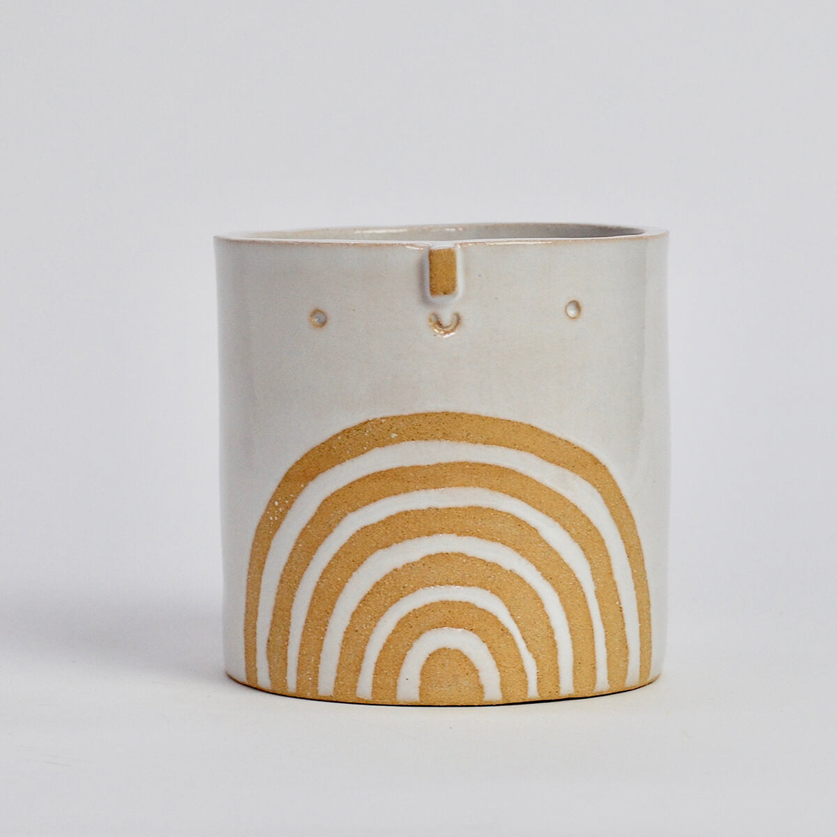 Medium Pot with Drainage Hole in White / Rainbow by Atelier Stella