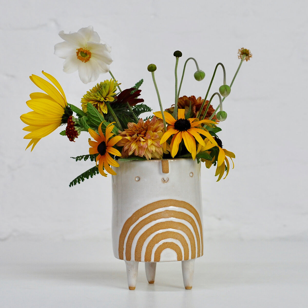 Small Tripod Planter Pot in White / Rainbow by Atelier Stella