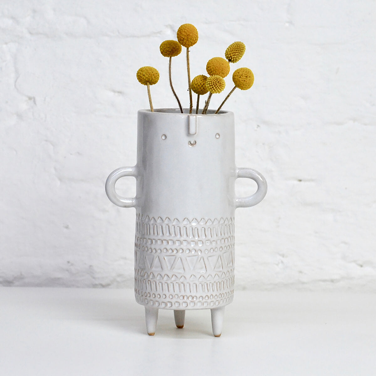 Nina Tall Tripod Vase in White by Atelier Stella