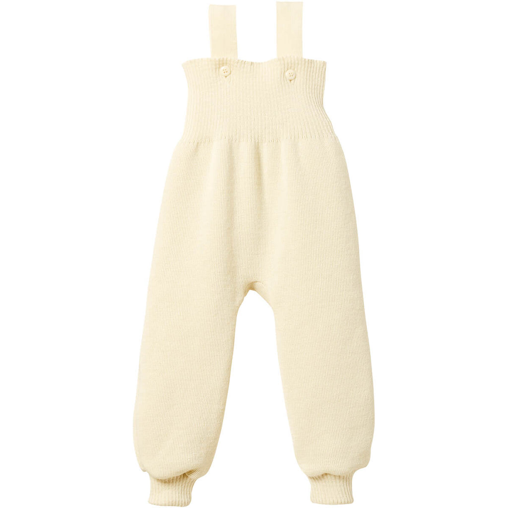 Knitted Merino Dungaree Trousers in Natural by Disana