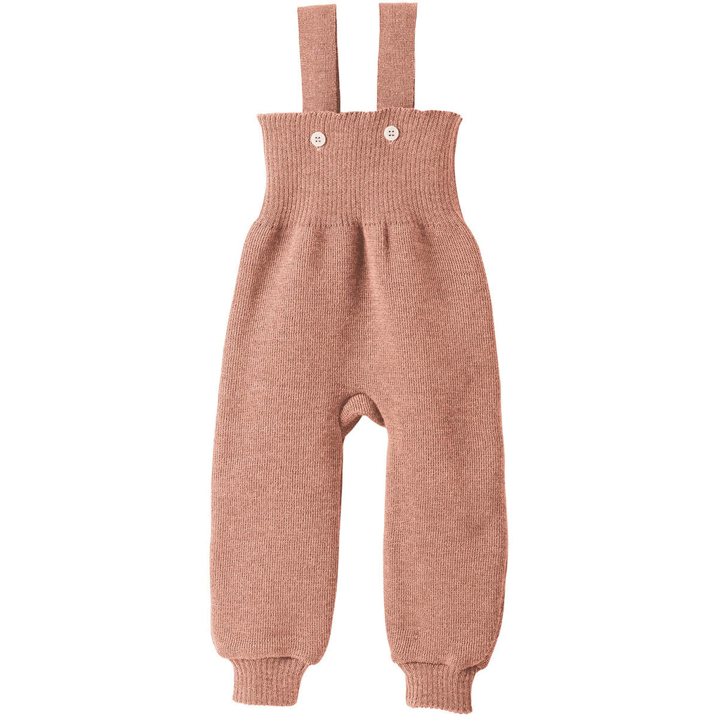 Knitted Merino Dungaree Trousers in Rose by Disana