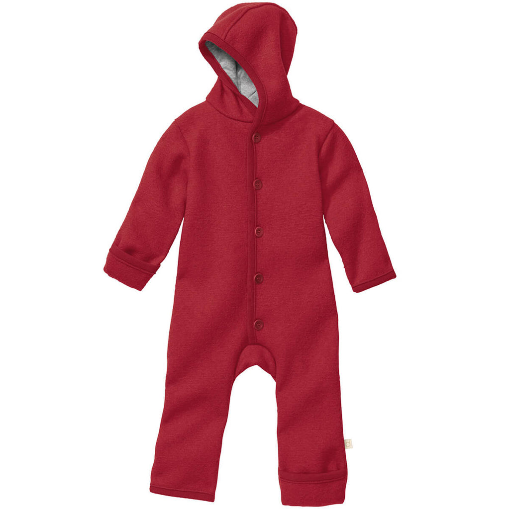 Boiled Merino Wool Baby Overall in Bordeaux by Disana