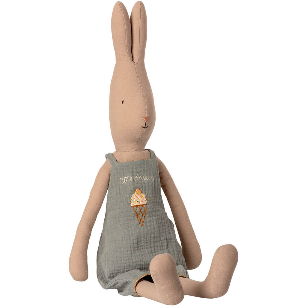 Rabbit in Dusty Blue Overall (Size 4) by Maileg
