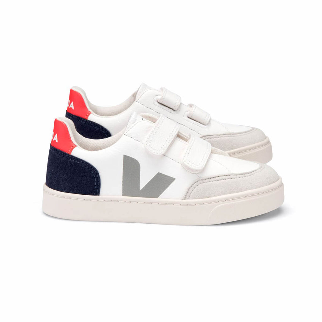 V-12 Velcro Leather Trainers in White Multico Nautico by Veja