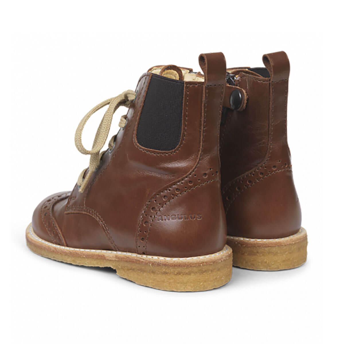 Narrow Lace Up Brogue Boots in Brown by Angulus - Last Ones In Stock - 26-35 EUR