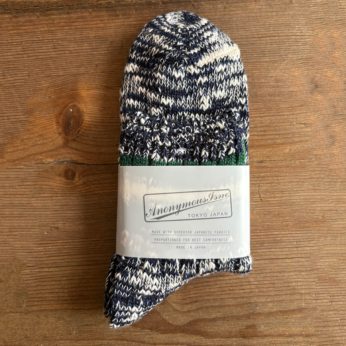 3 Line Slub Quarter Adult Socks in Navy by Anonymous Ism