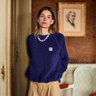 Plain Sherpa Sweatshirt in Navy by A.P Womenswear