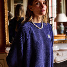 Plain Sherpa Sweatshirt in Navy by A.P Womenswear