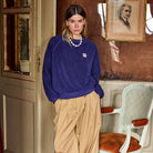 Plain Sherpa Sweatshirt in Navy by A.P Womenswear