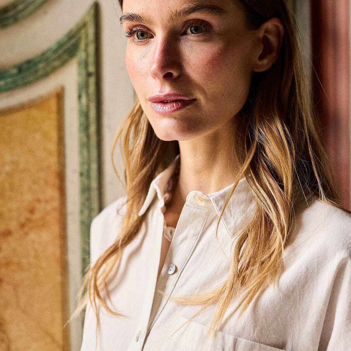 Plain Voile Shirt in Ecru by A.P Womenswear