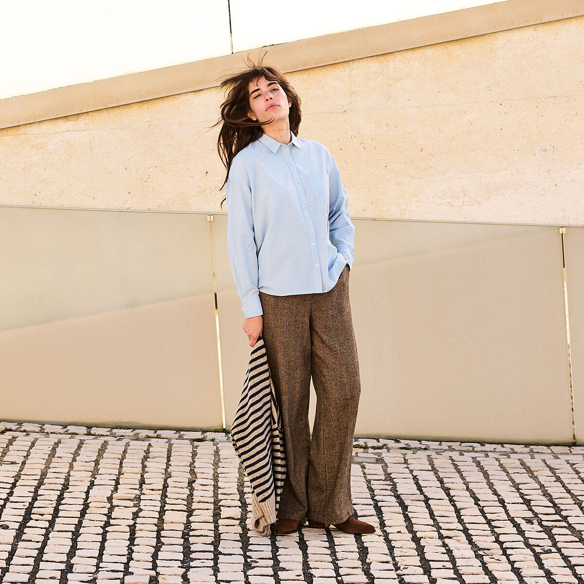 Plain Voile Shirt in Sky by A.P Womenswear