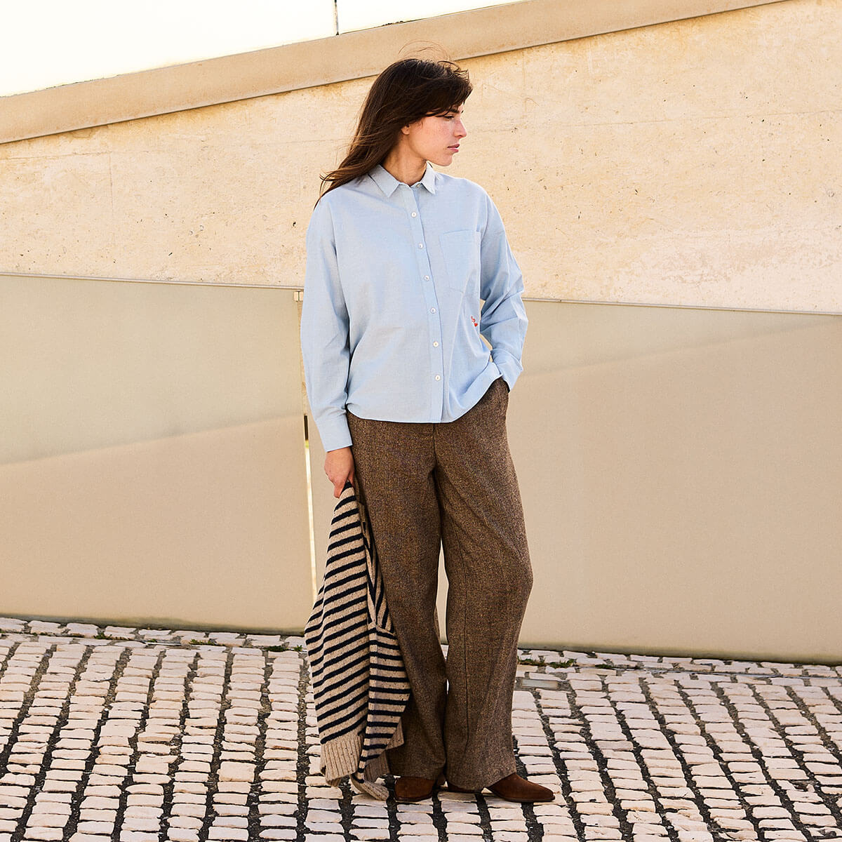 Plain Voile Shirt in Sky by A.P Womenswear