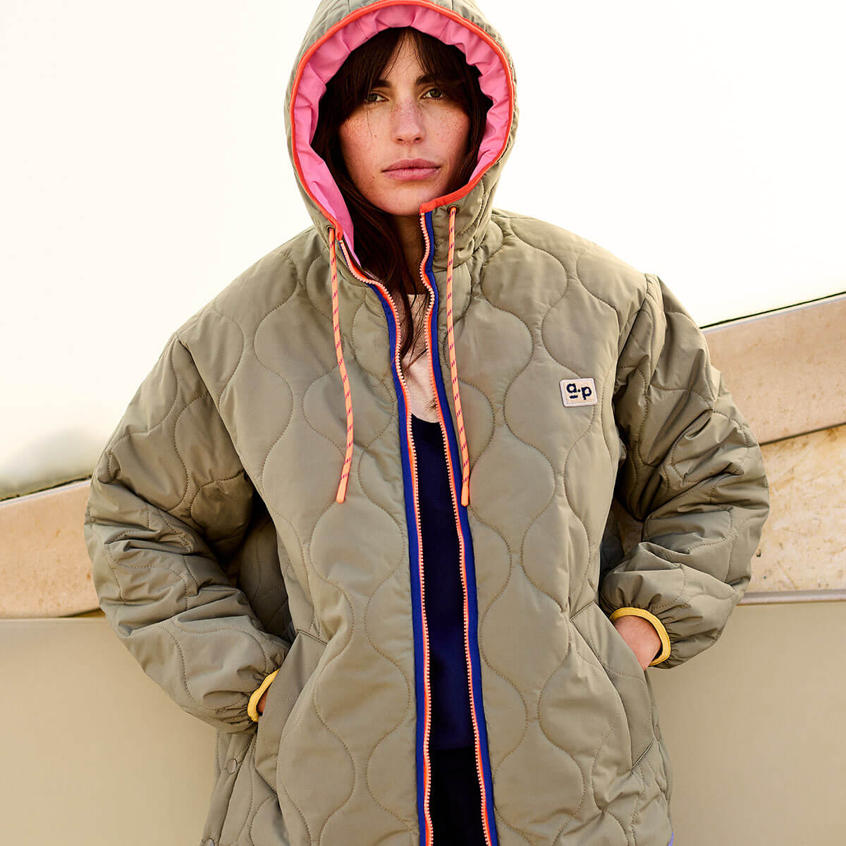 Reversible Hooded Parka in Khaki by A.P Womenswear
