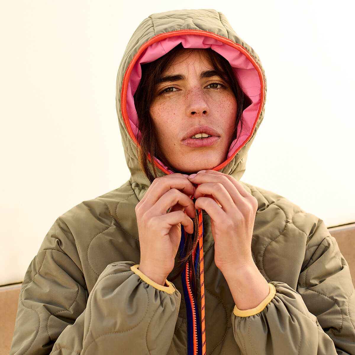 Reversible Hooded Parka in Khaki by A.P Womenswear