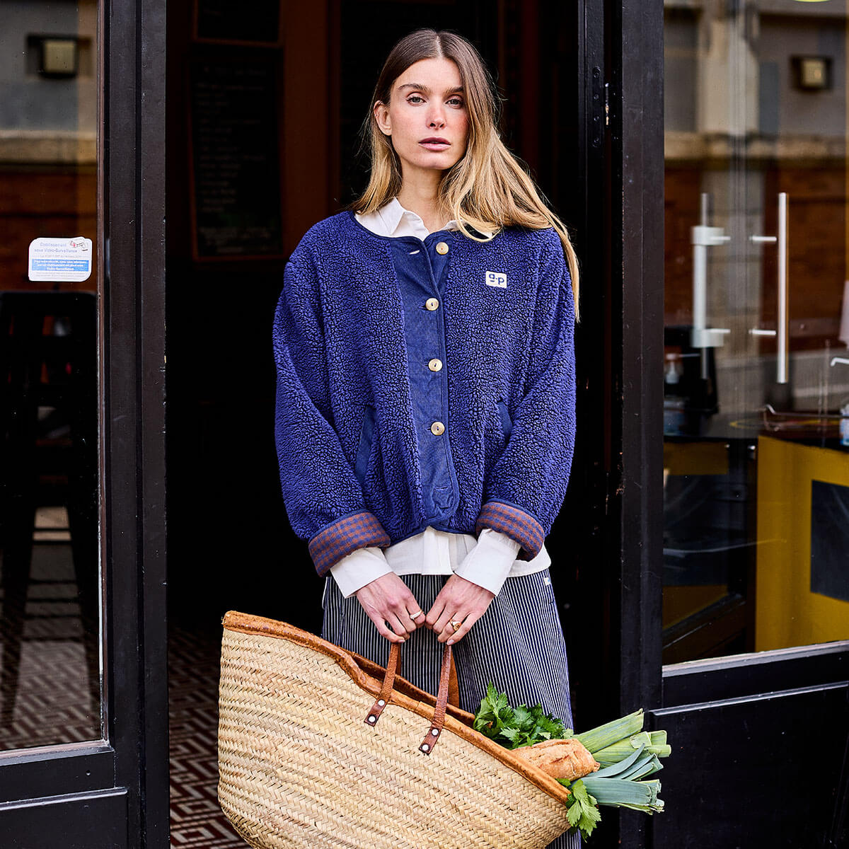 Reversible Sherpa Jacket in Navy by A.P Womenswear