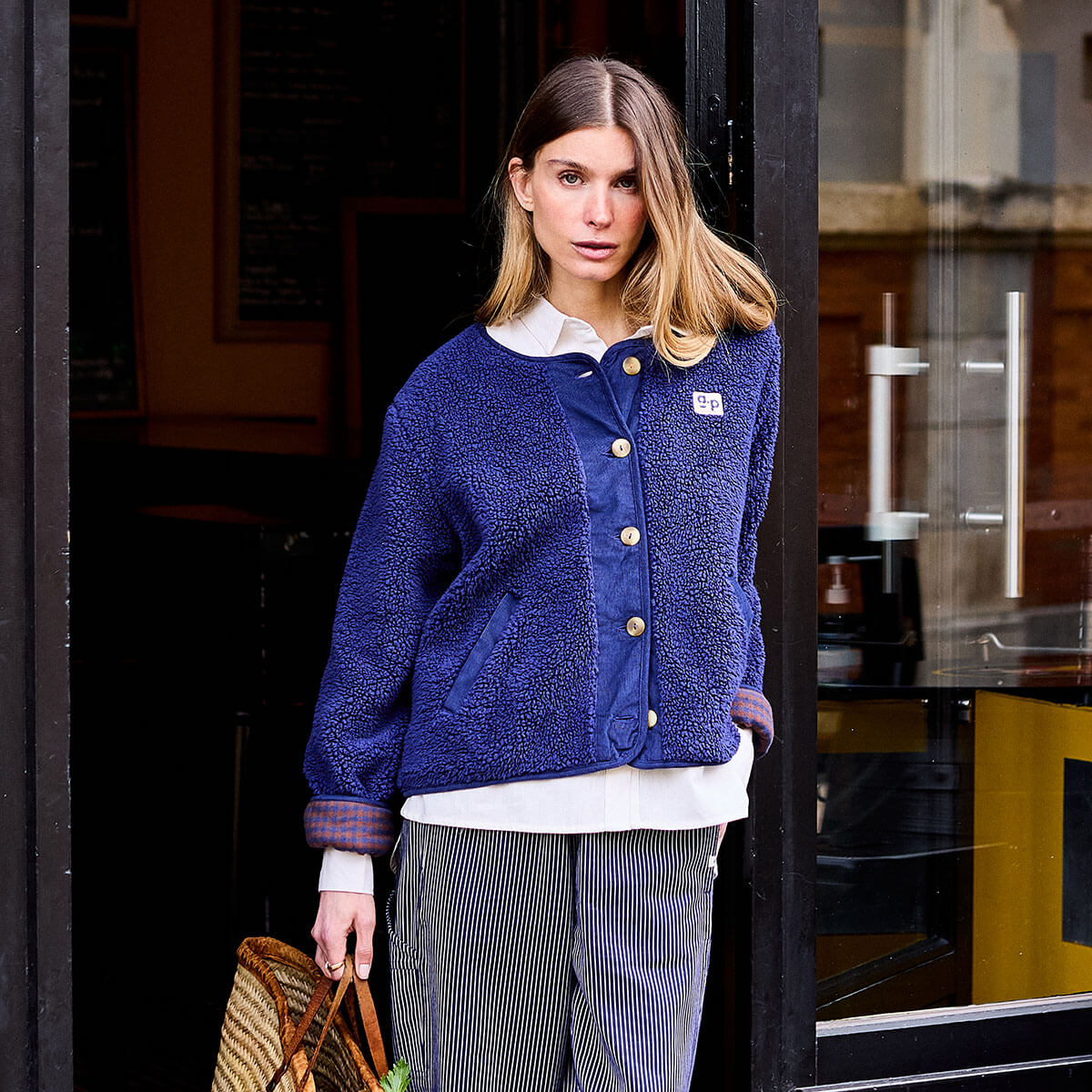 Reversible Sherpa Jacket in Navy by A.P Womenswear