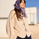 Sherpa Cardigan in Beige by A.P Womenswear
