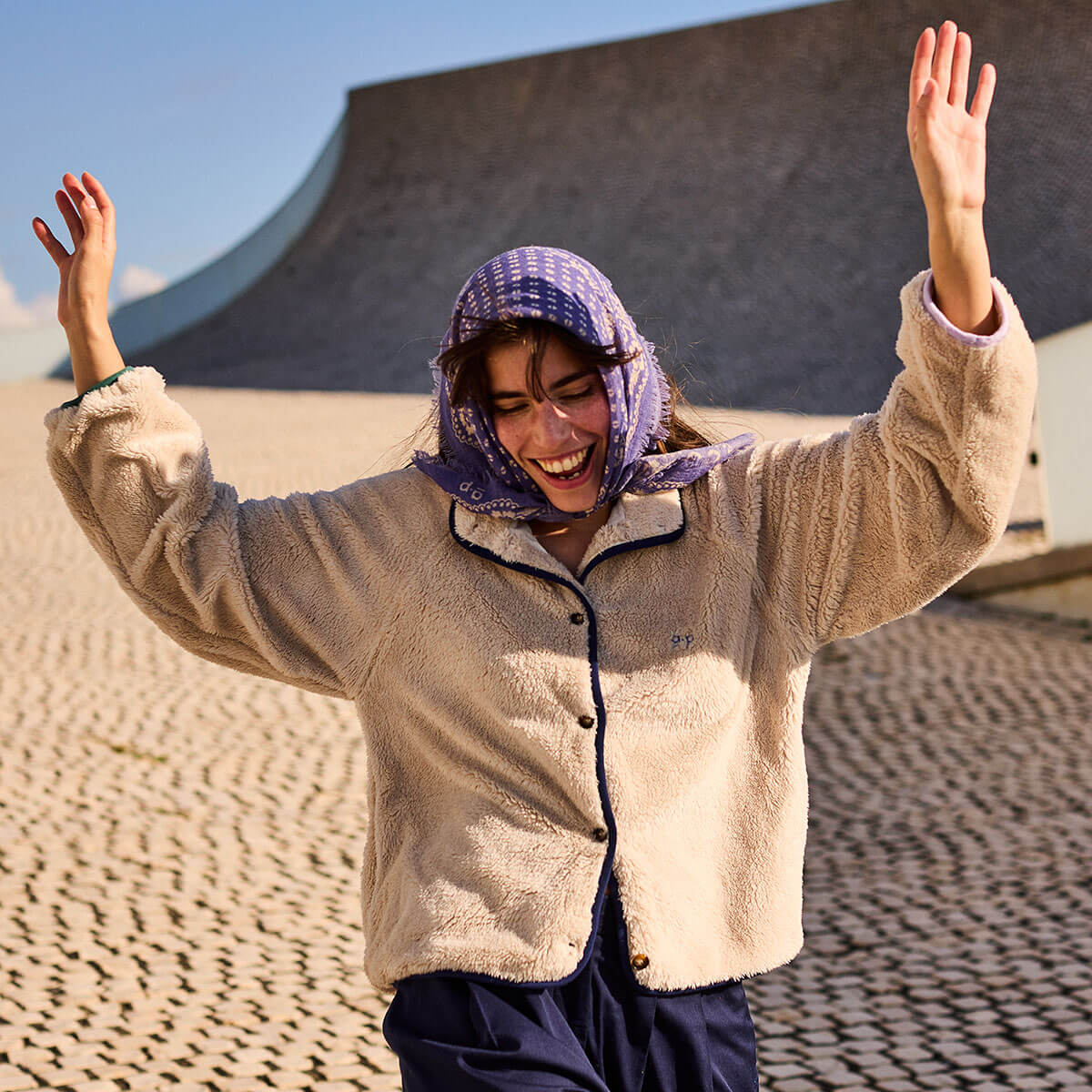 Sherpa Cardigan in Beige by A.P Womenswear