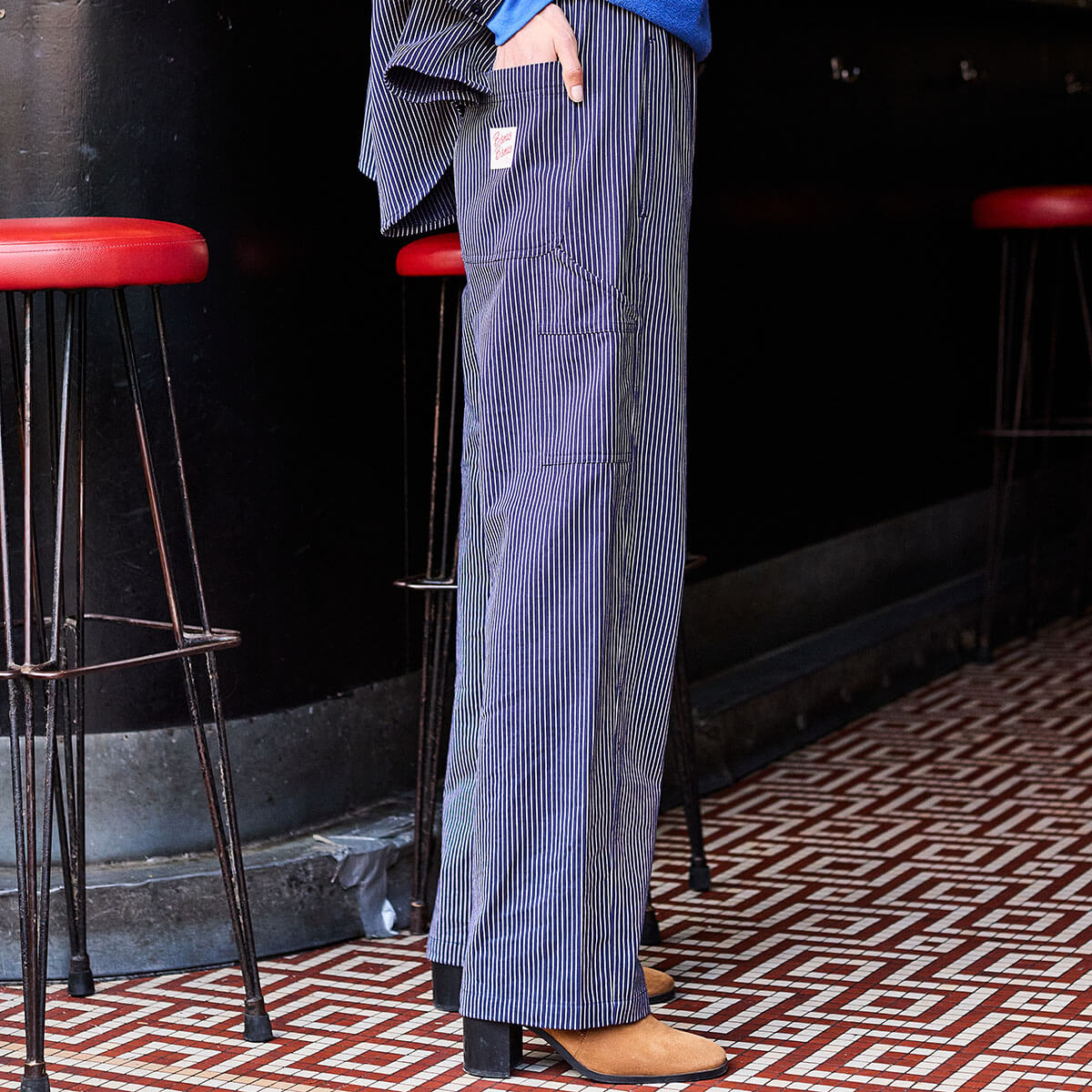 Striped Trousers in Navy by A.P Womenswear