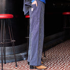 Striped Trousers in Navy by A.P Womenswear