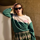 Two Tone Fleece Sweatshirt in Green by A.P Womenswear