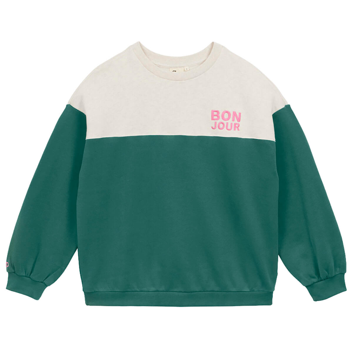 Two Tone Fleece Sweatshirt in Green by A.P Womenswear