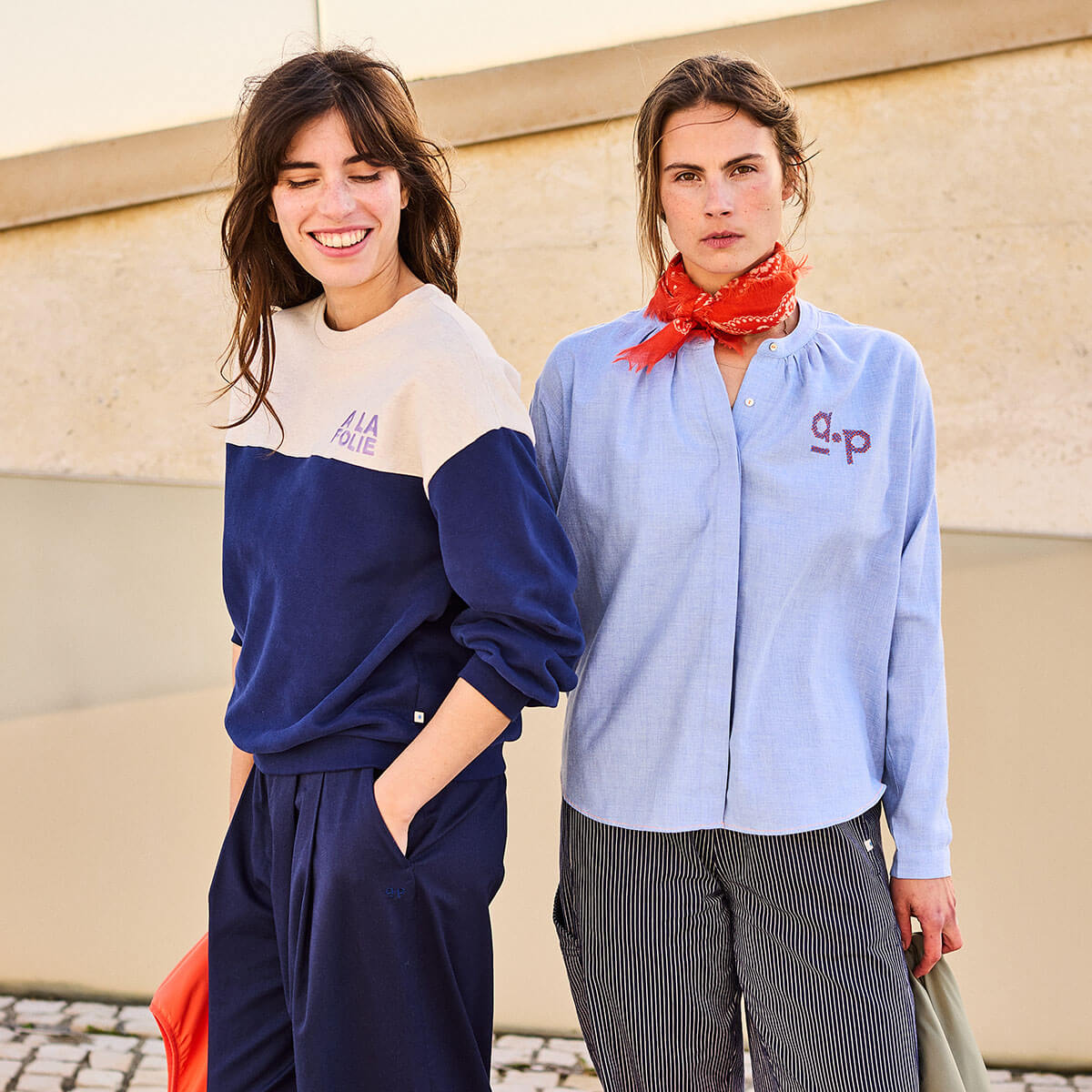 Two Tone Fleece Sweatshirt in Navy by A.P Womenswear