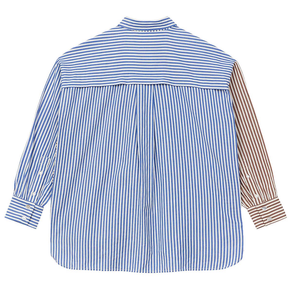 Two Tone Striped Shirt in Cobalt / Brown by A.P Womenswear